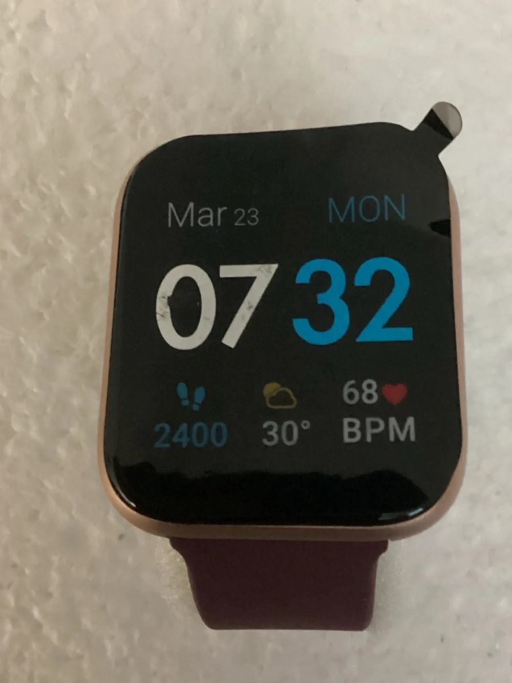 Air 3 Burgundy Silicone Strap Smartwatch with 3 in 1 Wireless Charging Station
